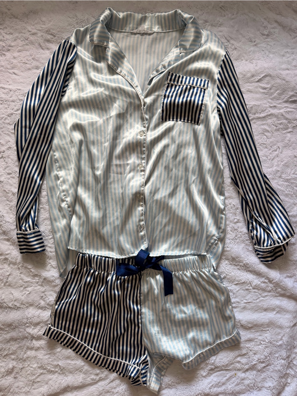 BB Dakota satin pajamas set long sleeve with shorts